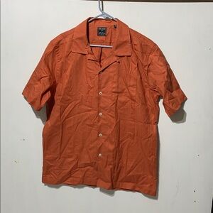 Todd Snyder X Three Looms Camp Shirt Mens Large Japanese Cotton Orange Button Up